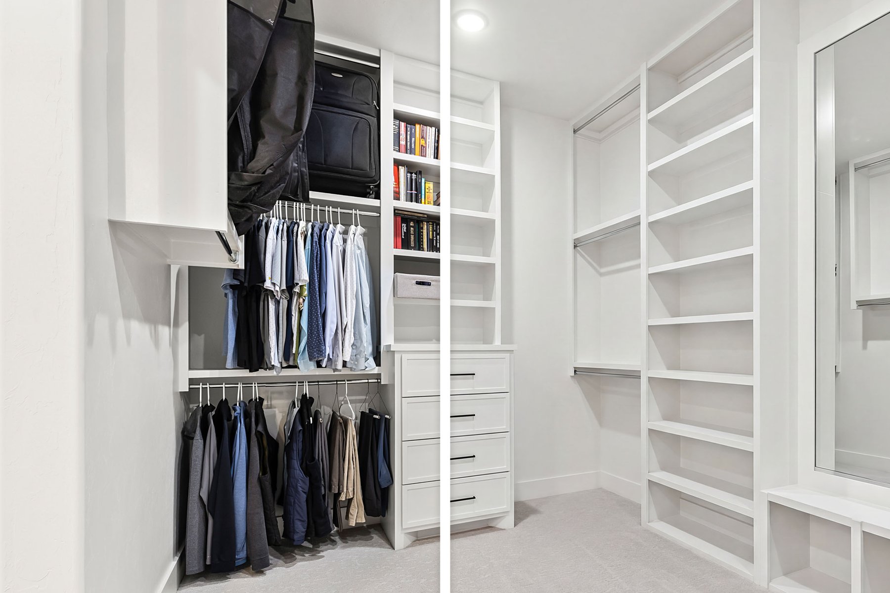 Closet before and after virtual decluttering