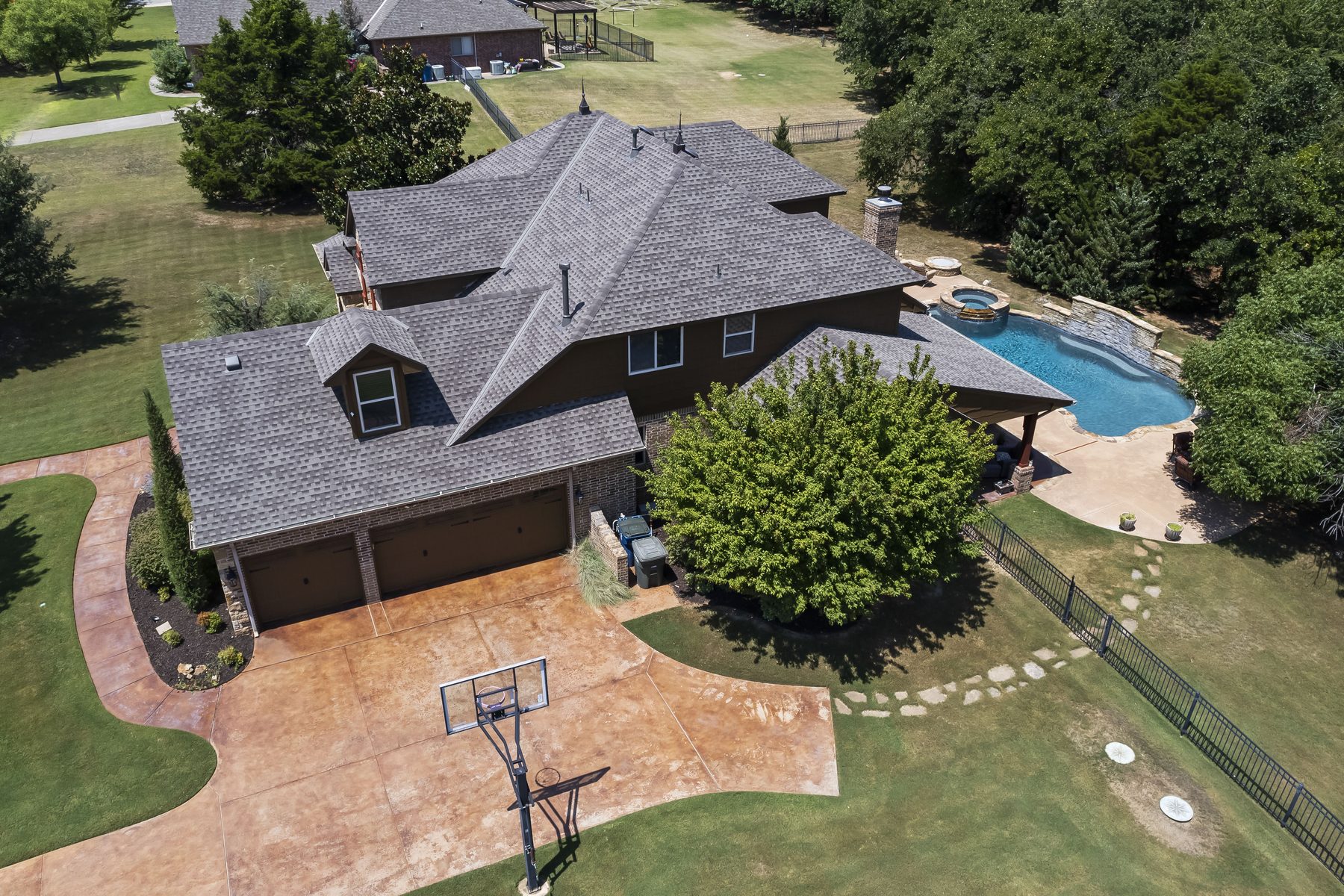 Aerial drone overview of a residential neighborhood